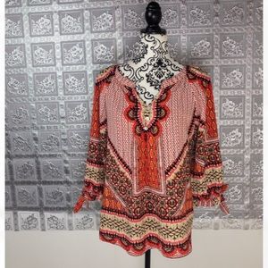 Figueroa & Flower Floral Boho Bohemian Top Size PL